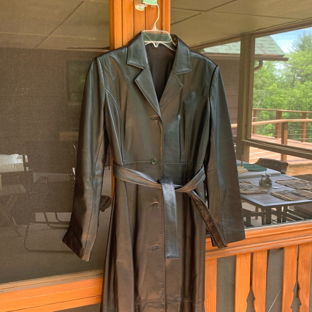 Leather trench coat- excellent used condition